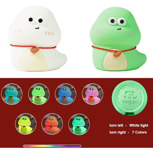 Rechargeable Color-Changing Snake Night Light for Kids, 1200mAh Touch Control Lamp with 7 Colors & 3 Brightness Levels, Eye Protection(Green snake)