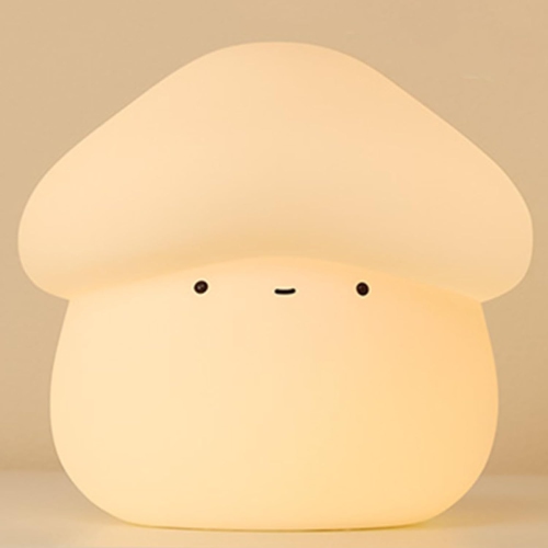 HTUTWOO  Mushroom Night Light for Kids, Cute Silicone Mushroom Lamp With Timer, 2 Levels Dimmable Squishy Night Light for Baby Nursery(White)