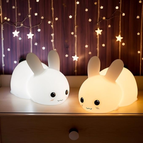 HTUTWOO  Rechargeable Touch Control Bunny Night Light for Kids, 1200Mah Soft Nursery Lamp With 3 Brightness Levels, Eye Protection(Bunny)