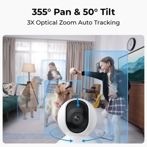 Reolink 5MP Smart Indoor WiFi PTZ Security Camera with 3X Zoom, Person/Pet Detection & Auto Tracking, 2.4/5 GHz Dual-Band WiFi, Two-Way Audio, Baby