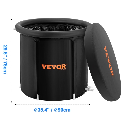 VEVOR 35.4"Lx30"H Ice Bath Tub, Cold Water Therapy Plunge Tub for Athlete, Portable Outdoor Ice Barrel Plunge Pool for Recovery, 98 Gal Inflatable