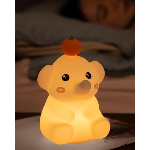 LED Elephant Night Light, Cute Squishy Elephant Lamp for Baby Nursery, Rechargeable Dimmable Kids Lamps for Bedrooms Boys Girls