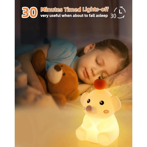LED Elephant Night Light, Cute Squishy Elephant Lamp for Baby Nursery, Rechargeable Dimmable Kids Lamps for Bedrooms Boys Girls