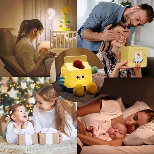 Milk Box Squishy Night Light, USB Rechargeable Silicone Night Light Cute Squishy Lamp 3 Modes Adjustable Brightness Kawaii Squishy Light LED Decor