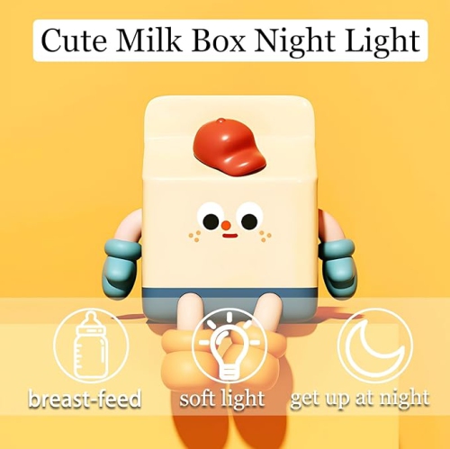 Milk Box Squishy Night Light, USB Rechargeable Silicone Night Light Cute Squishy Lamp 3 Modes Adjustable Brightness Kawaii Squishy Light LED Decor