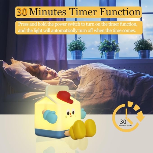 Milk Box Squishy Night Light, USB Rechargeable Silicone Night Light Cute Squishy Lamp 3 Modes Adjustable Brightness Kawaii Squishy Light LED Decor