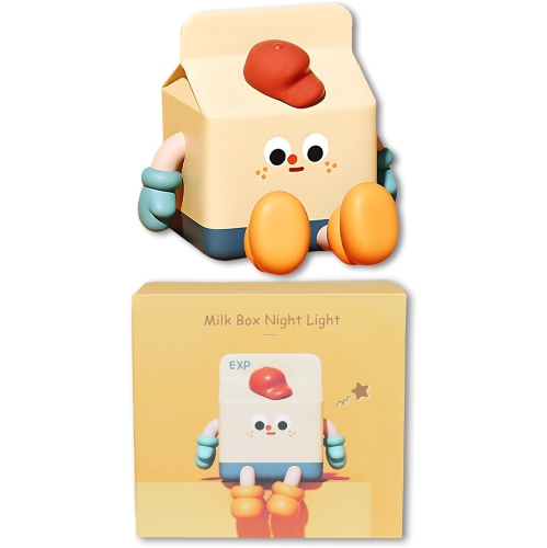 Milk Box Squishy Night Light, USB Rechargeable Silicone Night Light Cute Squishy Lamp 3 Modes Adjustable Brightness Kawaii Squishy Light LED Decor