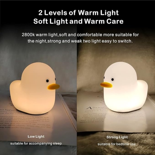 Kids Night Light, Cute Silicone Duck Nursery Lamp for Baby and Toddler,Animal Night Light,Squishy Night Light for Bedroom and Kids Room(Duck)