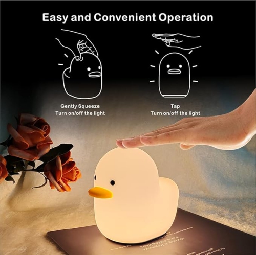 Kids Night Light, Cute Silicone Duck Nursery Lamp for Baby and Toddler,Animal Night Light,Squishy Night Light for Bedroom and Kids Room(Duck)