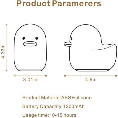 Kids Night Light, Cute Silicone Duck Nursery Lamp for Baby and Toddler,Animal Night Light,Squishy Night Light for Bedroom and Kids Room(Duck)