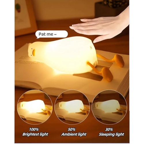 Lazy Duck Night Light, Cute Duck Lamp, Squishy Night Light for Kids Room with 30 Minutes Timer, Rechargeable LED Bedside Lamp for Bedroom, Living Room