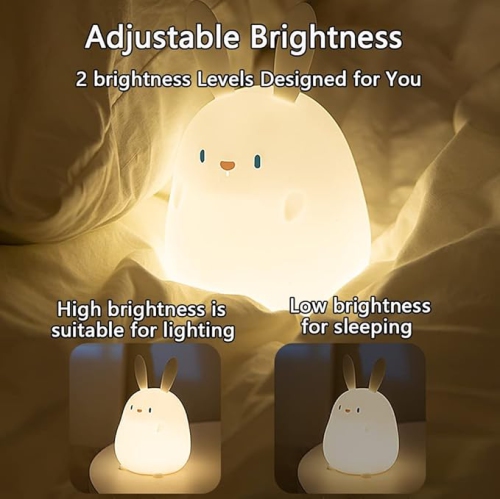 Night Light for Kids,Cute Silicone Nursery Bunny Lamp for Baby and Toddler,Animal NightLight for Bedroom,Kawaii Bedside Lamp for Kids Room