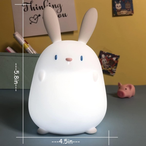 Night Light for Kids,Cute Silicone Nursery Bunny Lamp for Baby and Toddler,Animal NightLight for Bedroom,Kawaii Bedside Lamp for Kids Room
