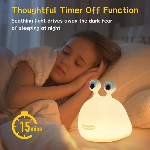 Night Light for Kids,Cute Silicone Nursery Slug Lamp for Baby and Toddler,Animal NightLight for Boys and Girls,Fun Squishy Night Lamp for Bedroom