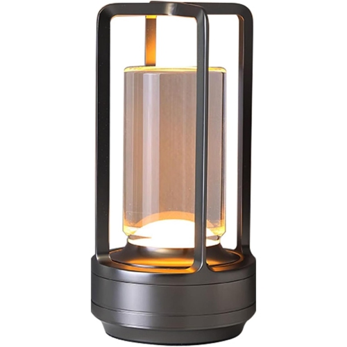 Cordless LED Touch Desk Lamp,2600mAh Battery Powered Crystal Lantern Lamp,3-Colour Dimmable Bedside Lamp for Restaurant Bedroom Bar(Black)