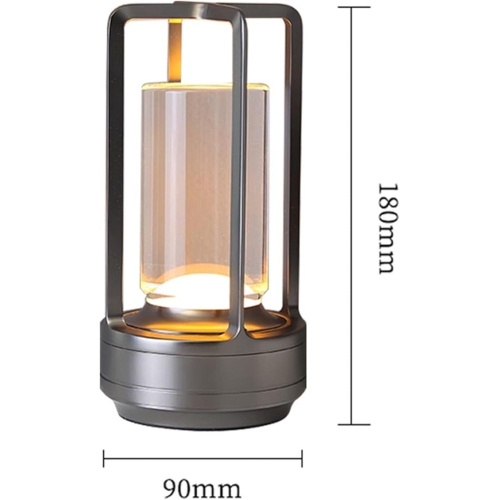 Cordless LED Touch Desk Lamp,2600mAh Battery Powered Crystal Lantern Lamp,3-Colour Dimmable Bedside Lamp for Restaurant Bedroom Bar(Black)