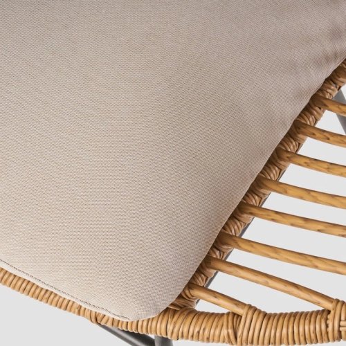 YOULIGHTS Outdoor Woven Faux Rattan Chair, Polyester patio Chair with Cushions, Light Brown and Beige Finish, for Porch, Backyard and Outdoors