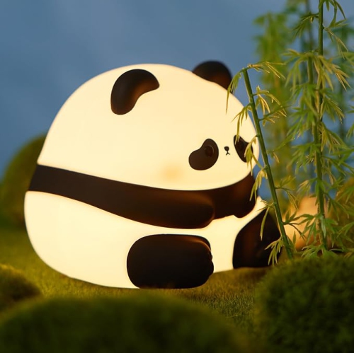 Cute Panda Night Light LED Silicone Squishy Animal Lamp for Nursery – for Boys and Girls – Fun Room Decor – Soft and Safe Breastfeeding Light
