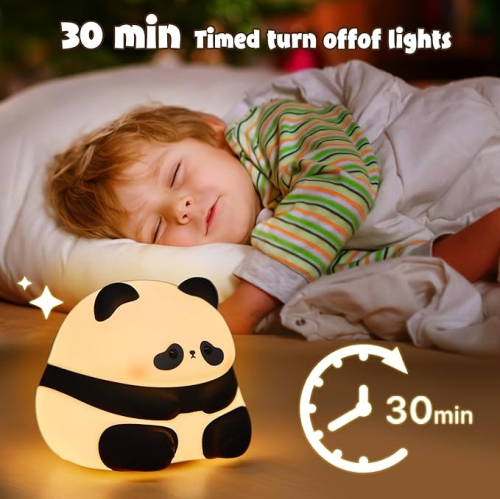 Cute Panda Night Light LED Silicone Squishy Animal Lamp for Nursery – for Boys and Girls – Fun Room Decor – Soft and Safe Breastfeeding Light