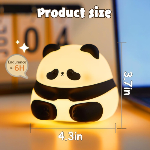 Cute Panda Night Light LED Silicone Squishy Animal Lamp for Nursery – for Boys and Girls – Fun Room Decor – Soft and Safe Breastfeeding Light