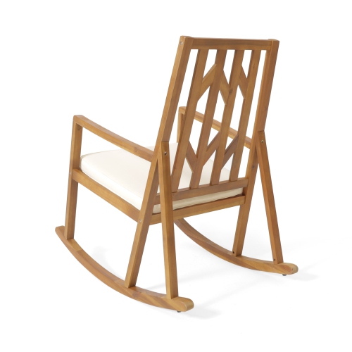 YOULIGHTS Acacia Wood Rocking Chair, Poly Rattan Chair with 5cm Cushion, Comes with Long Rocker for Porch, Backyard and Outdoor.
