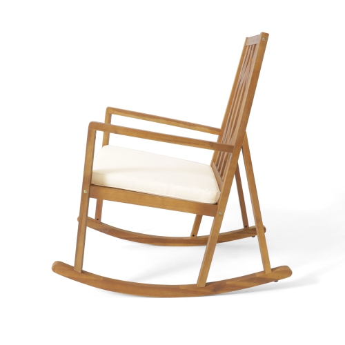 YOULIGHTS Acacia Wood Rocking Chair, Poly Rattan Chair with 5cm Cushion, Comes with Long Rocker for Porch, Backyard and Outdoor.