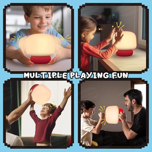 Mushroom Night Light for Kids with 13 Sound Effects Cute Mushroom Decor, Squishy Nursery Mushroom Lamp with Timer for Gift