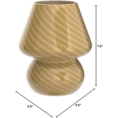Lampe champignon,Table de chevet en verre Murano translucide à rayures vintage Petit tourbillon de veilleuse pour ambiance,Enfants,Chambre,Vie