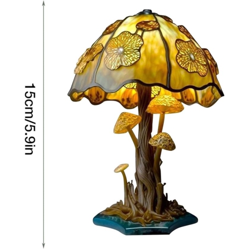 Lampe de table série Stained Plant, lampe de table rétro champignon, veilleuse colorée à DEL en résine bohème décorative pour la chambre à coucher