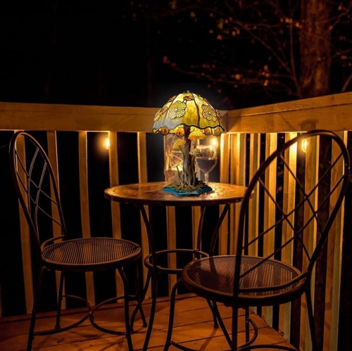 Lampe de table série Stained Plant, lampe de table rétro champignon, veilleuse colorée à DEL en résine bohème décorative pour la chambre à coucher