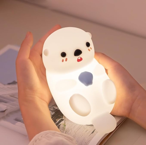 Cute Otter Night Light,Nursery Night Lamp Touch Sea Otter Nightlights USB Rechargeable Bedside Lamp for Baby Children Toddlers Girls Gift
