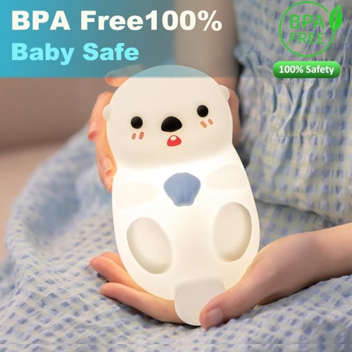 Cute Otter Night Light,Nursery Night Lamp Touch Sea Otter Nightlights USB Rechargeable Bedside Lamp for Baby Children Toddlers Girls Gift