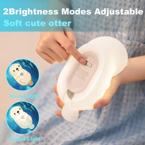 Cute Otter Night Light,Nursery Night Lamp Touch Sea Otter Nightlights USB Rechargeable Bedside Lamp for Baby Children Toddlers Girls Gift