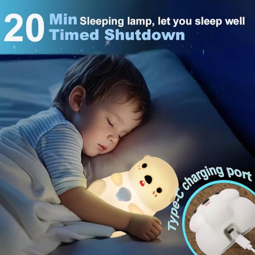 Cute Otter Night Light,Nursery Night Lamp Touch Sea Otter Nightlights USB Rechargeable Bedside Lamp for Baby Children Toddlers Girls Gift