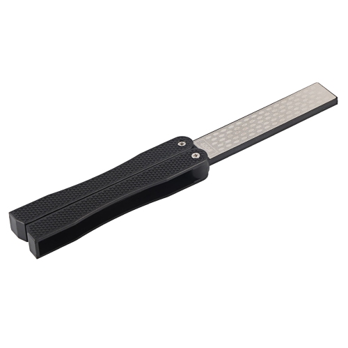 Image 1 of 10.. Double Sided Knife Sharpener Portable Folding Portable AntiSlip Diamond Sharpener(Black )