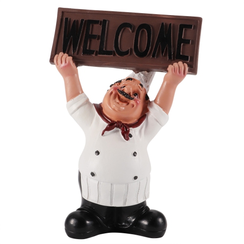 Image 1 of 10.. Resin Chef Figures Ornament Statue Model Crafts Decor Bar Coffee Shop