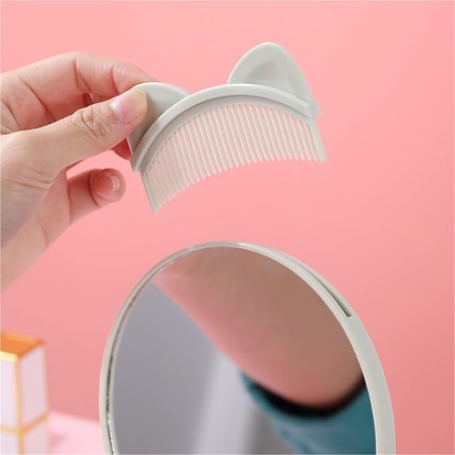 Triangular Base Folding Makeup Mirror Student Desktop Dressing Table Dressing Mirror(Pink)