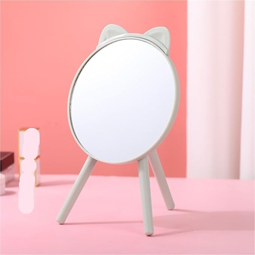 Triangular Base Folding Makeup Mirror Student Desktop Dressing Table Dressing Mirror(Pink)
