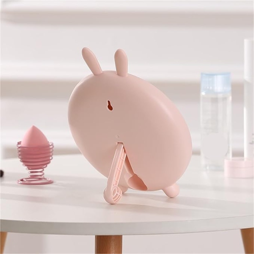 Rabbit Ears Hanging Makeup Mirror Student Dormitory Cartoon Desktop High-Definition Makeup Mirror Single-Sided Bear Bracket Princess Mirror(Green)