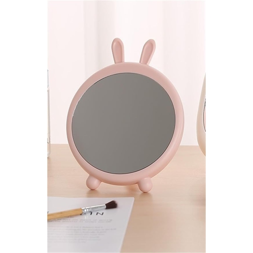 Rabbit Ears Hanging Makeup Mirror Student Dormitory Cartoon Desktop High-Definition Makeup Mirror Single-Sided Bear Bracket Princess Mirror(White)