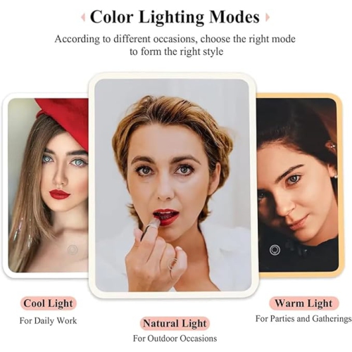 Vanity Mirror with Lights, 2X 3X 10X Magnification, Touch Control, Trifold Makeup Mirror, Dual Power Supply, Portable LED Vanity Mirror(White)