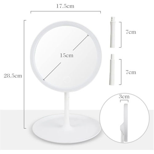 Vanity Mirror Lights Makeup Mirror with Light Lamp with Storage Desktop Rotating Cosmetic Adjustable Dimming Vanity Mirrors(Pink)