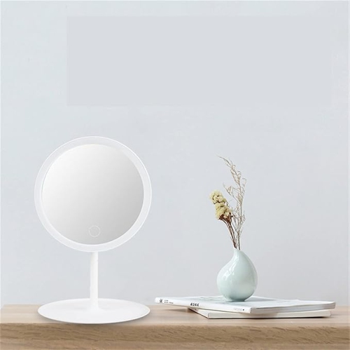 Vanity Mirror Lights Makeup Mirror with Light Lamp with Storage Desktop Rotating Cosmetic Adjustable Dimming Vanity Mirrors(Pink)