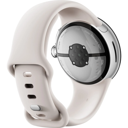 Remis à neuf - 2 Montre intelligente avec boîtier en aluminium argenté poli et bracelet sport porcelaine Wi-Fi - Argenté poli
