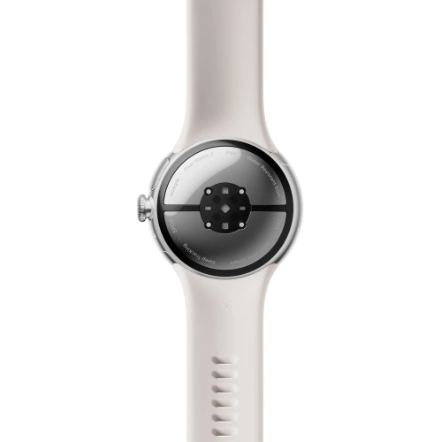 Remis à neuf - 2 Montre intelligente avec boîtier en aluminium argenté poli et bracelet sport porcelaine Wi-Fi - Argenté poli