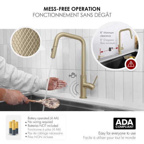 Single Handle Brushed Gold Pull Down Touchless Kitchen Faucet K-150GM