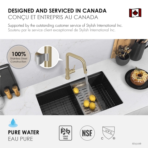 Single Handle Brushed Gold Pull Down Touchless Kitchen Faucet K-150GM