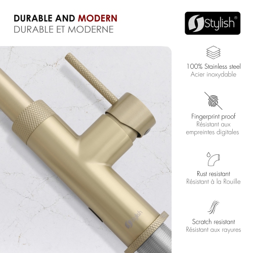 Single Handle Brushed Gold Pull Down Touchless Kitchen Faucet K-150GM