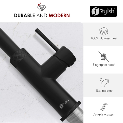 Single Handle Matte Black Pull Down Touchless Kitchen Faucet K-150NM