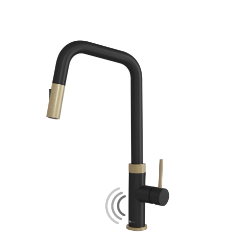 Single Handle Matte Black with Gold Pull Down Touchless Kitchen Faucet K-150NGM